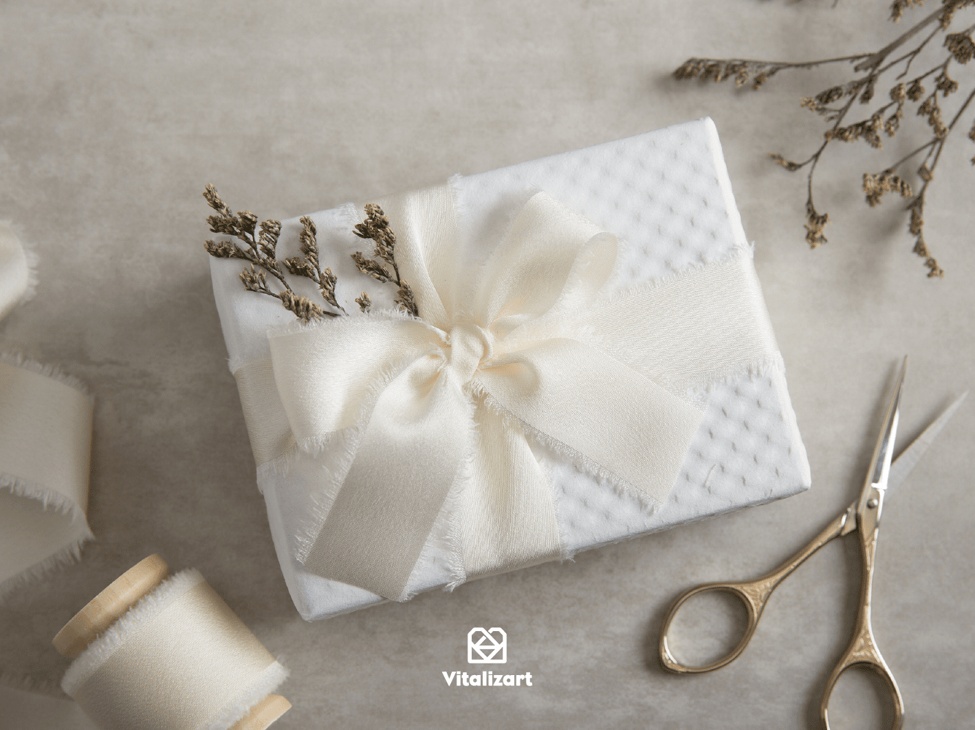 Silk Satin Ribbon With Wooden Spool 1" x 15 Yd (Cream White) - Vitalizart