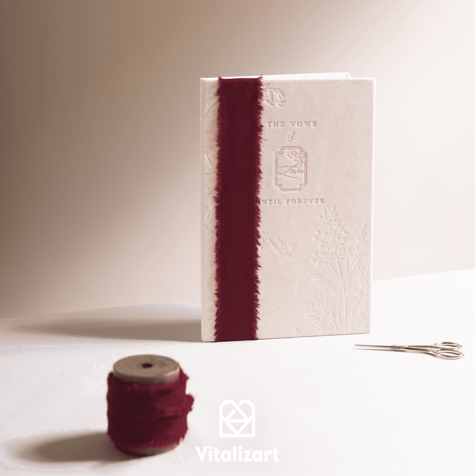 Cotton Linen Ribbon 1.5" x 5Yd (Burgundy) - Vitalizart