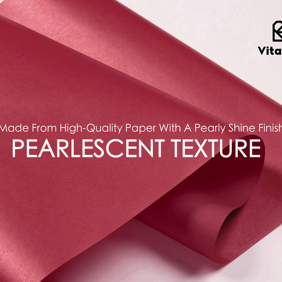 Wrapping Paper Set 17"x197" Pearly-Lustre With Silk Like Satin Ribbon & Gift Tags (Burgundy Paper & Burgundy Ribbons) - Vitalizart