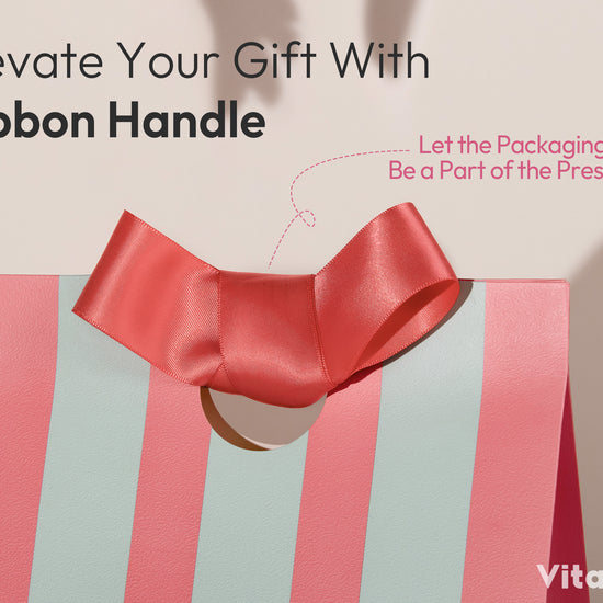 Mixed-Color Striped Paper Medium Gift Bags with Ribbon Handles — Set of 10 - Vitalizart