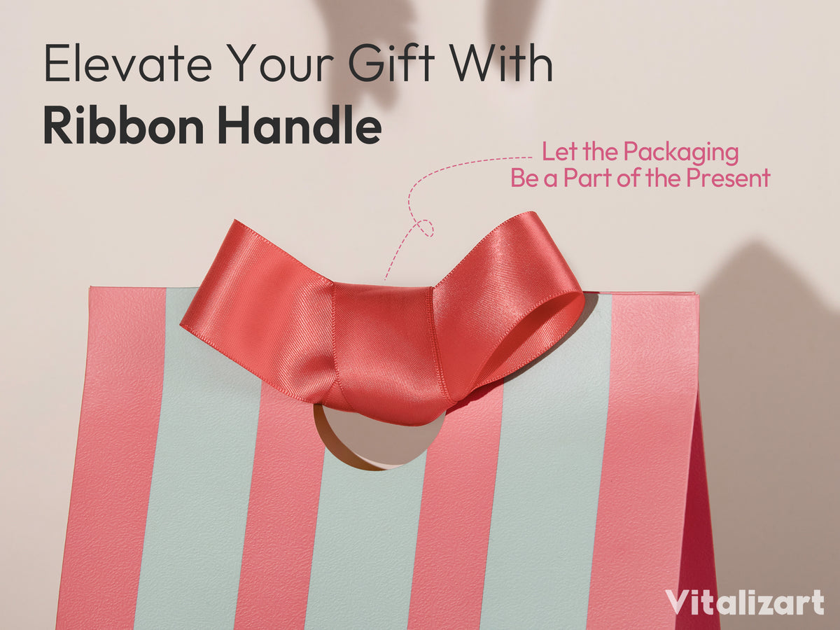 Mixed-Color Striped Paper Medium Gift Bags with Ribbon Handles — Set of 10 - Vitalizart