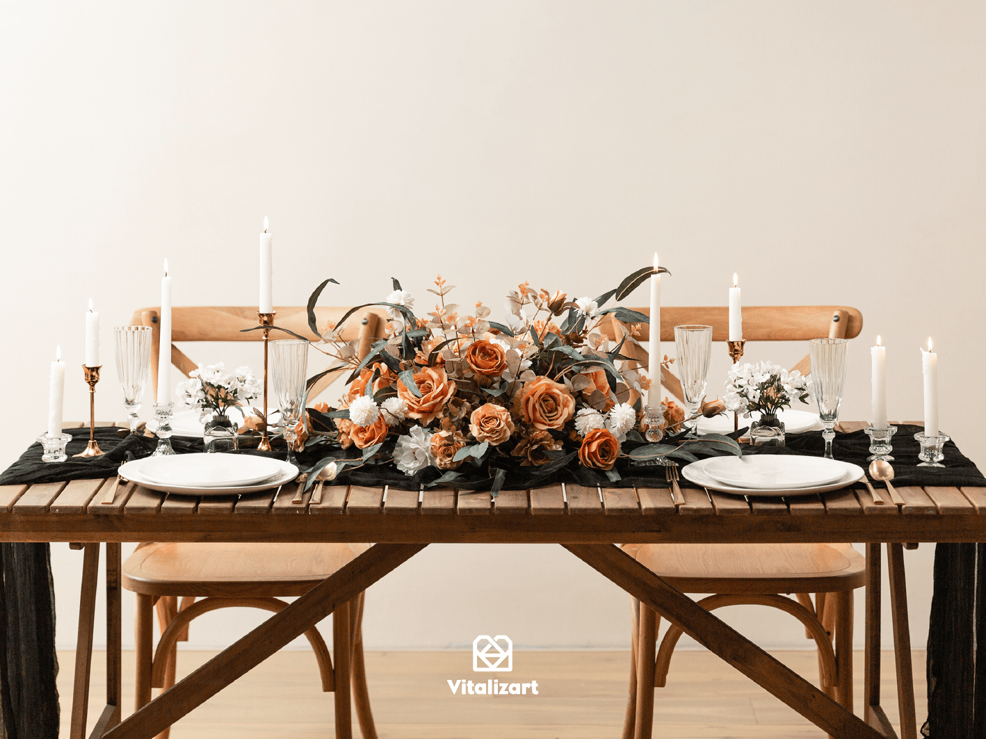 Cheesecloth Table Runner Gauze Boho Rustic 35 x 120 Inches (Black) - Vitalizart