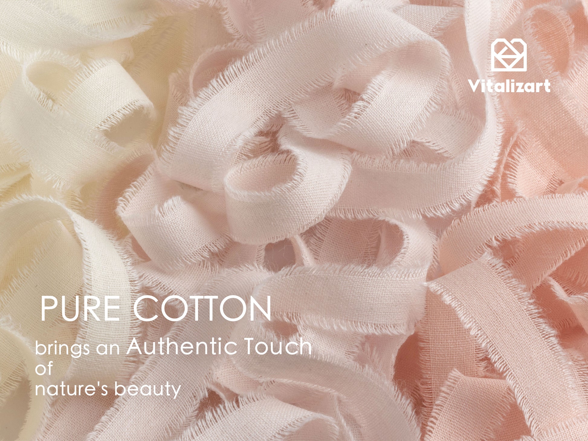 Cotton Ribbon Handmade Fringe 5/8" x 21 Yd (Cream & Pink) - Vitalizart