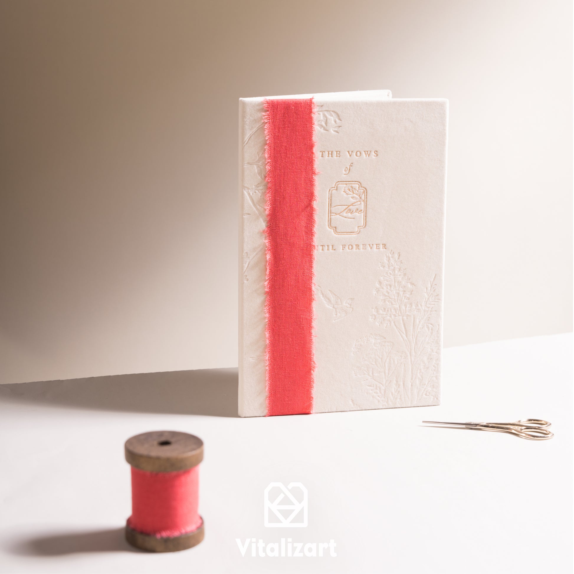 Cotton Linen Ribbon 1.5" x 5Yd (Coral Pink) - Vitalizart