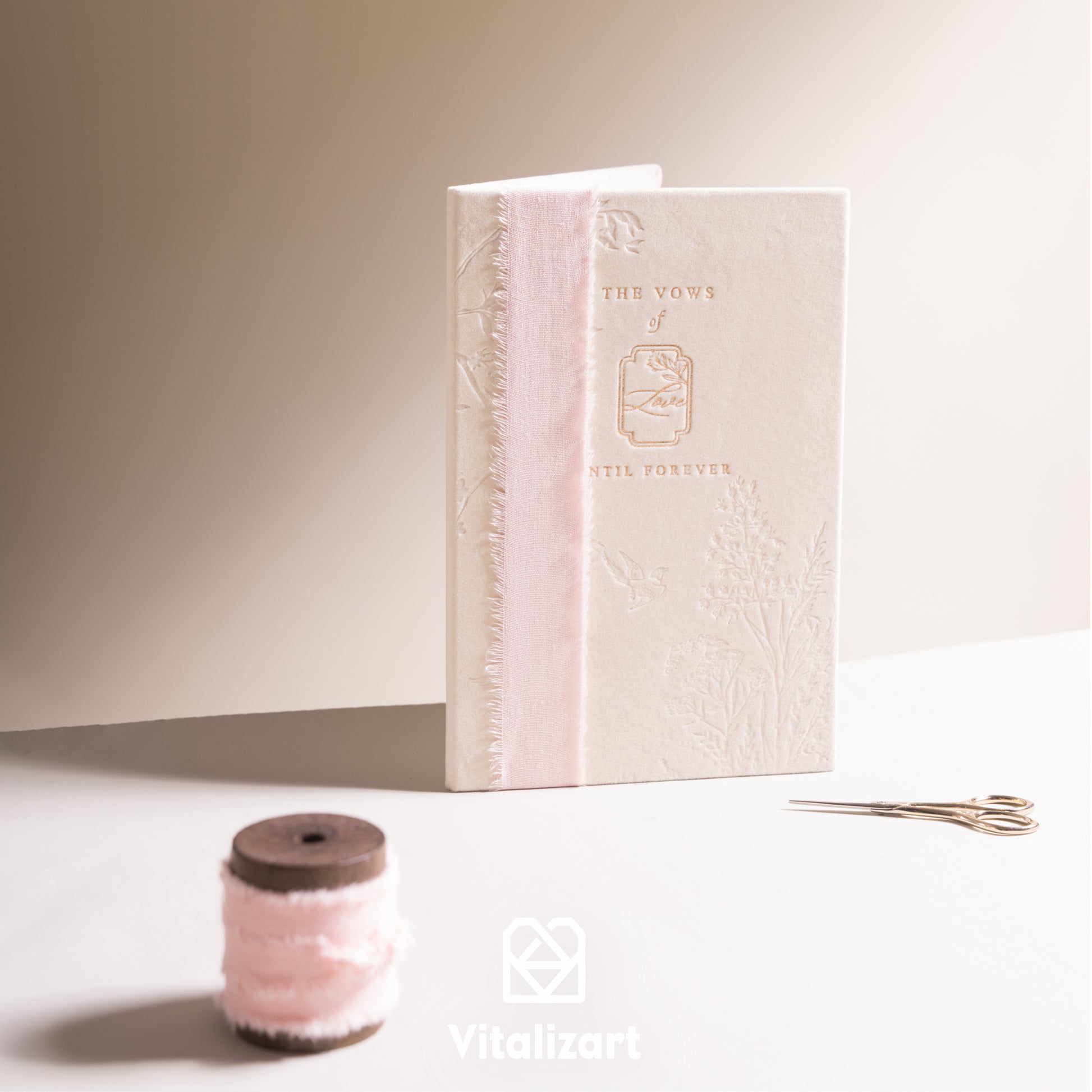 Cotton Linen Ribbon 1.5" x 5Yd (Blush Rose) - Vitalizart