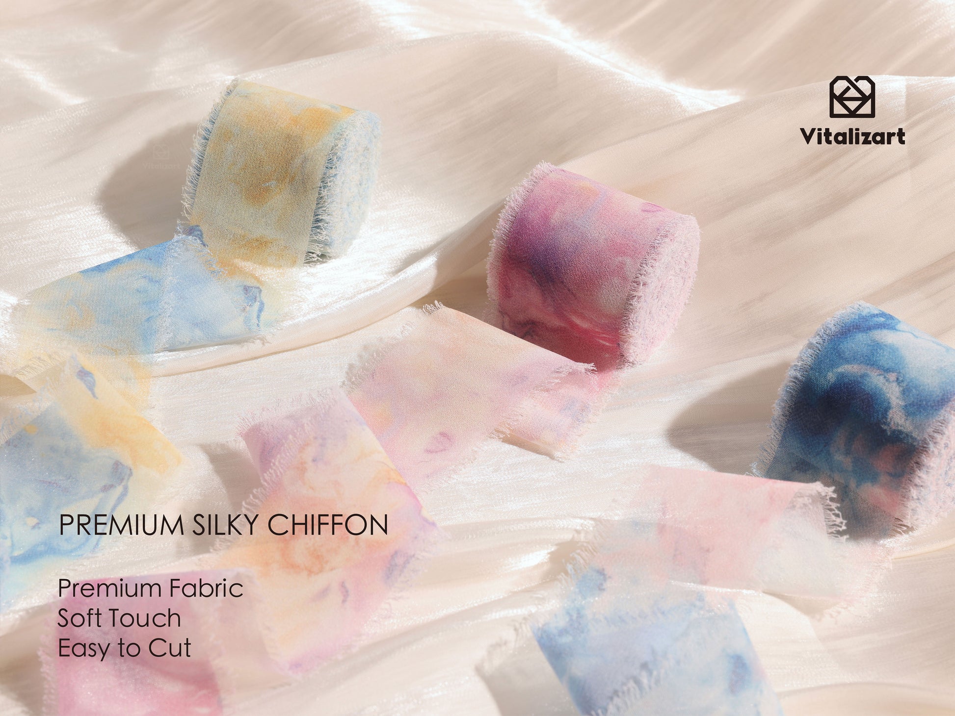 Printed Frayed Ribbon 1 1/2" x 21 Yd (Tie Dye 2) - Vitalizart