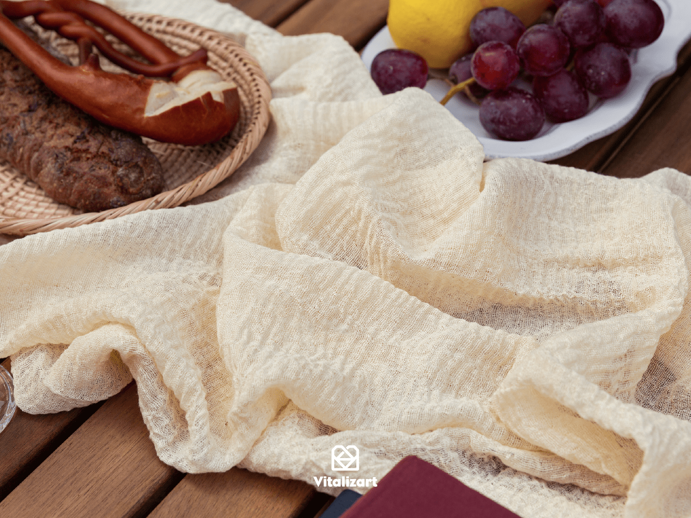 Cheesecloth Table Runner 35 x 120 Inches (Ivory) - Vitalizart
