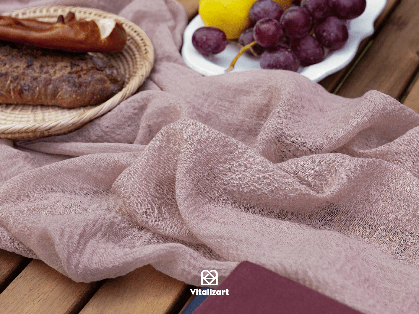 Cheesecloth Table Runner 35 x 120 Inches (Rosy Mauve) - Vitalizart