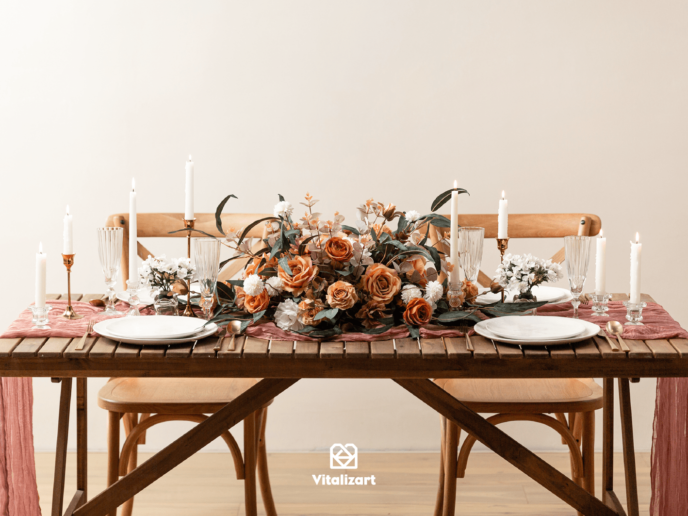 Cheesecloth Table Runner Gauze Boho Rustic 35 x 120 Inches (Peach Coral) - Vitalizart
