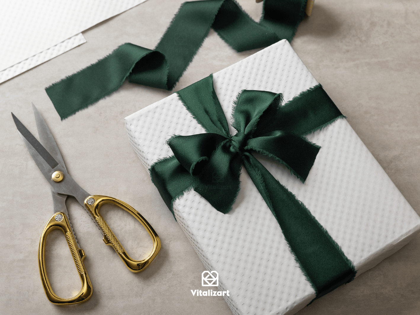 Silk Satin Ribbon with Wooden Spool 1.5” x 15 Yd (Dark Green) - Vitalizart