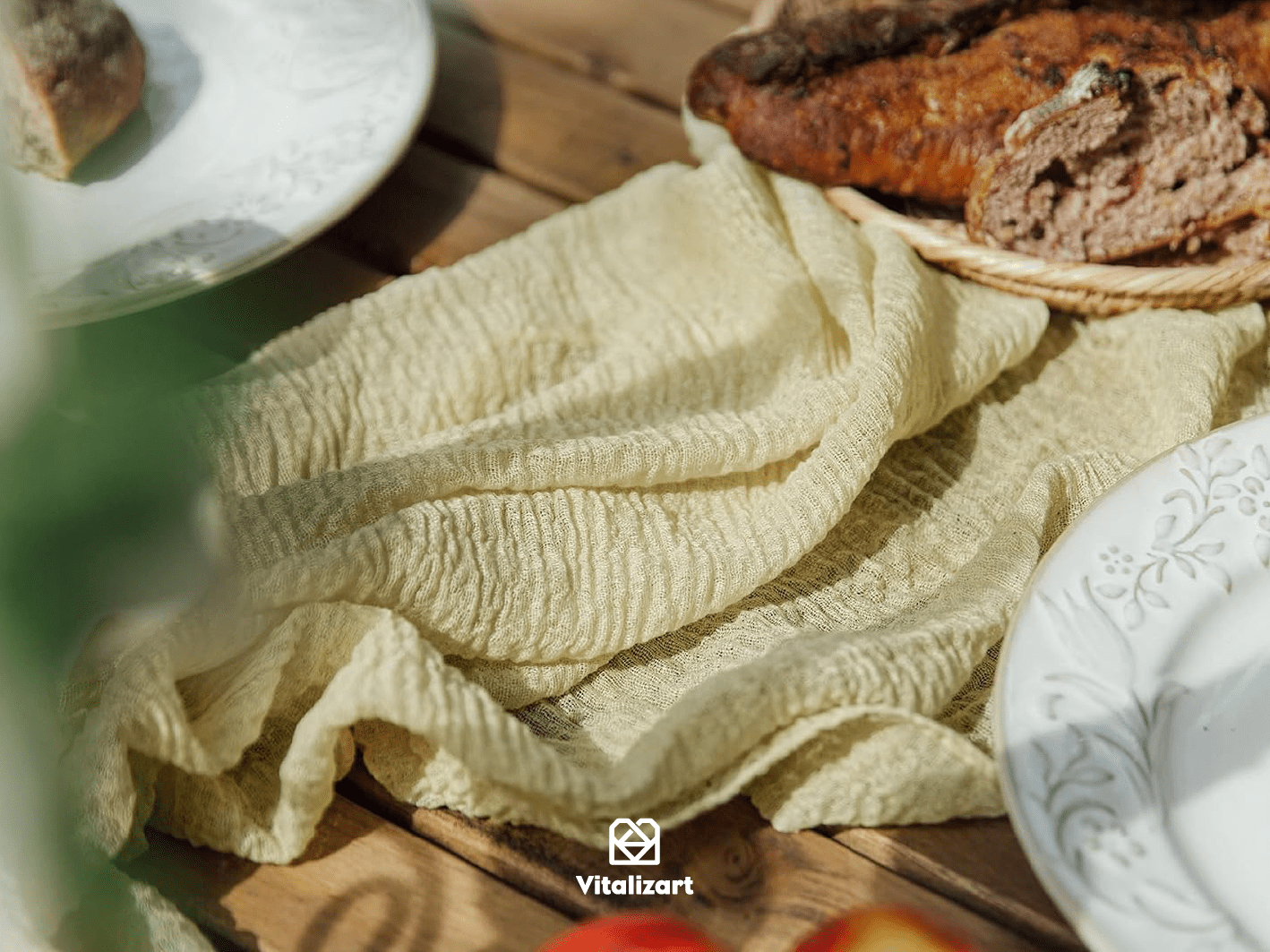 Cheesecloth Table Runner 35 x 120 Inches (Sand) - Vitalizart