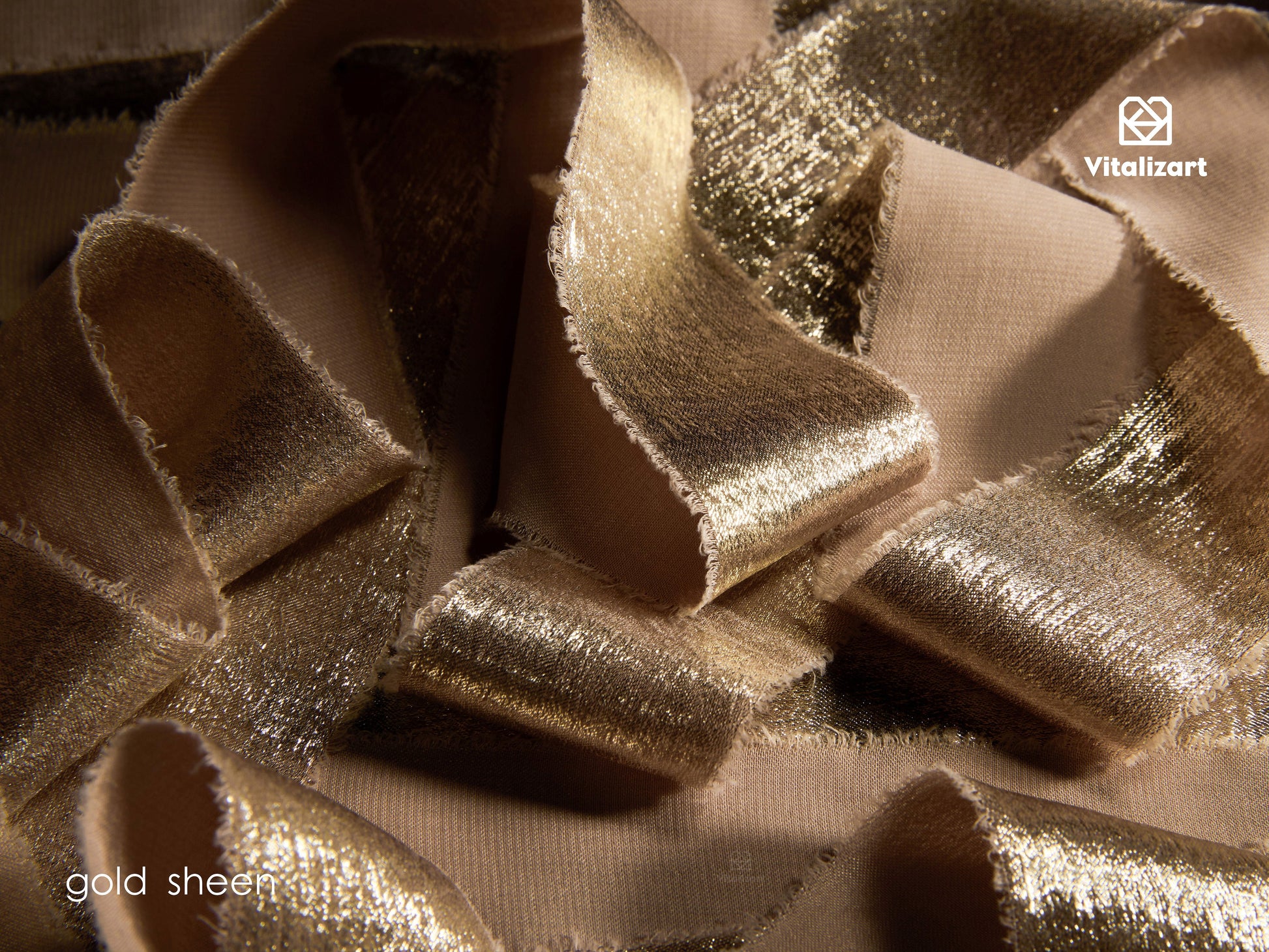 Metallic Chiffon Ribbon 1 - 1/2" x 15 Yd (Light Nude) - Vitalizart