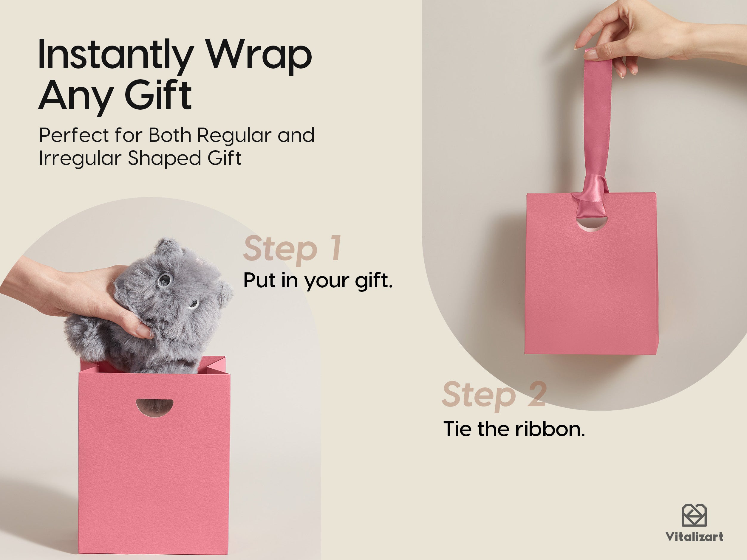 VITALIZART PAPER GIFT BAGS WITH RIBBON HANDLES SET OF 10 RED BULK REUSABLE FOR GIFT WRAP 5.91