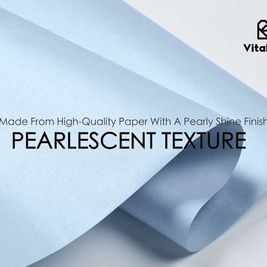 Wrapping Paper Set 30"x197" Pearly-Lustre With Silk Like Satin Ribbon & Gift Tags (Dusty Blue Paper & Dusty Blue Ribbons) - Vitalizart