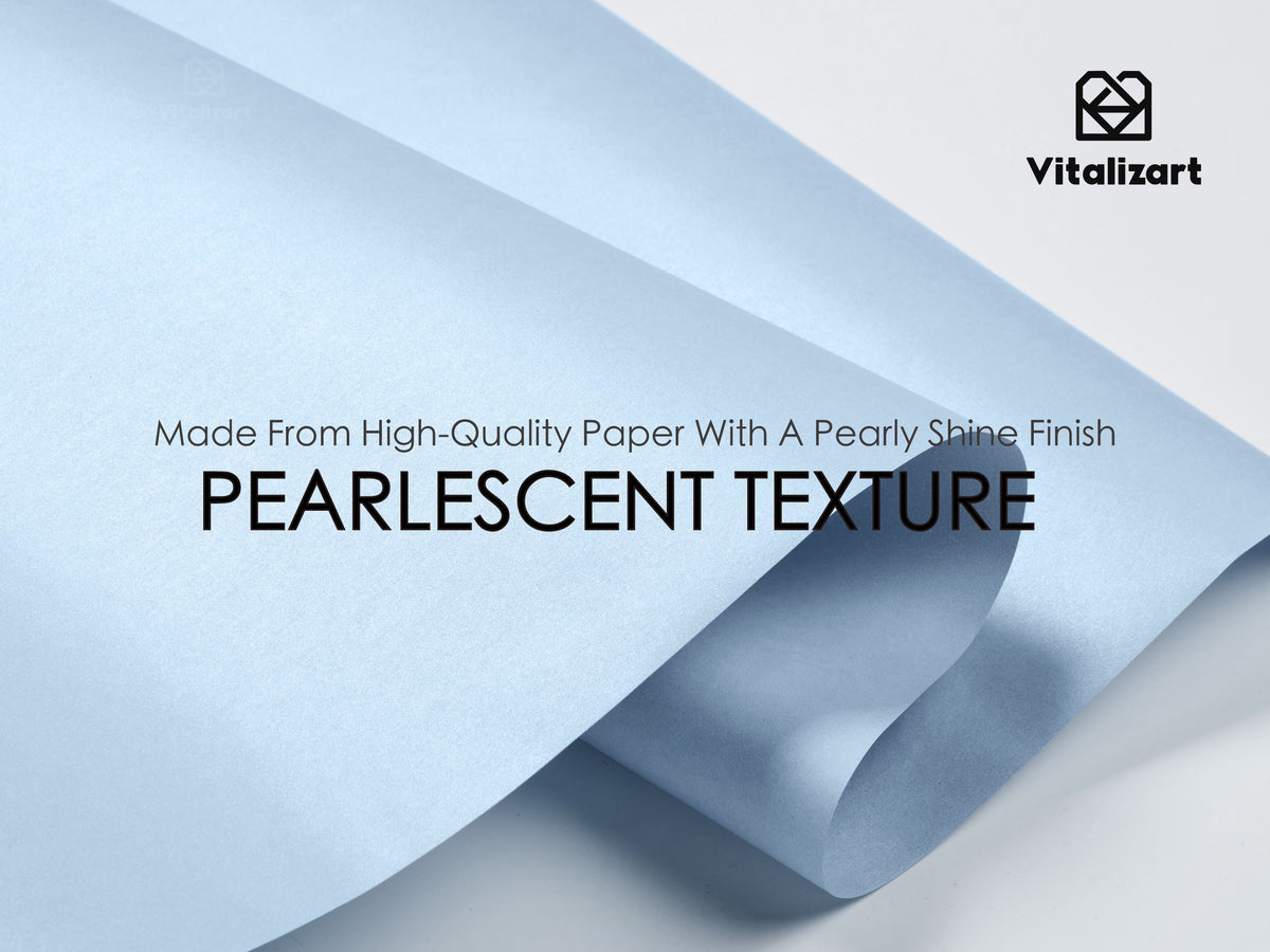 Wrapping Paper Set 30"x197" Pearly-Lustre With Silk Like Satin Ribbon & Gift Tags (Dusty Blue Paper & Dusty Blue Ribbons) - Vitalizart