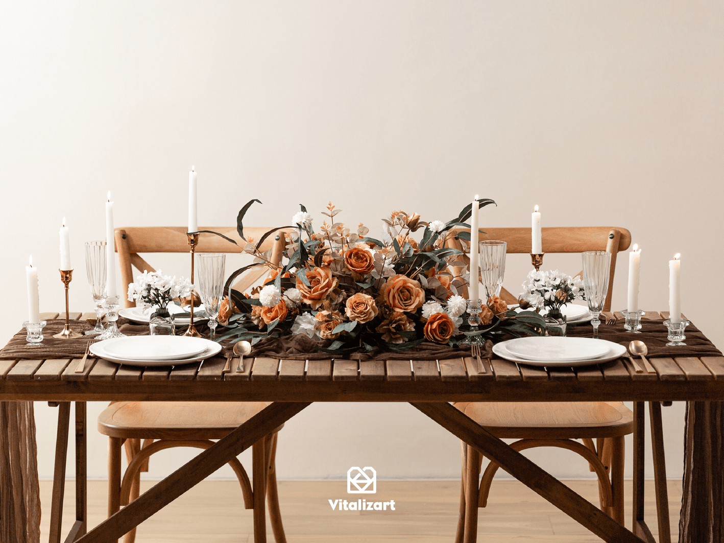 Cheesecloth Table Runner Gauze Boho Rustic 35 x 120 Inches (Brown) - Vitalizart