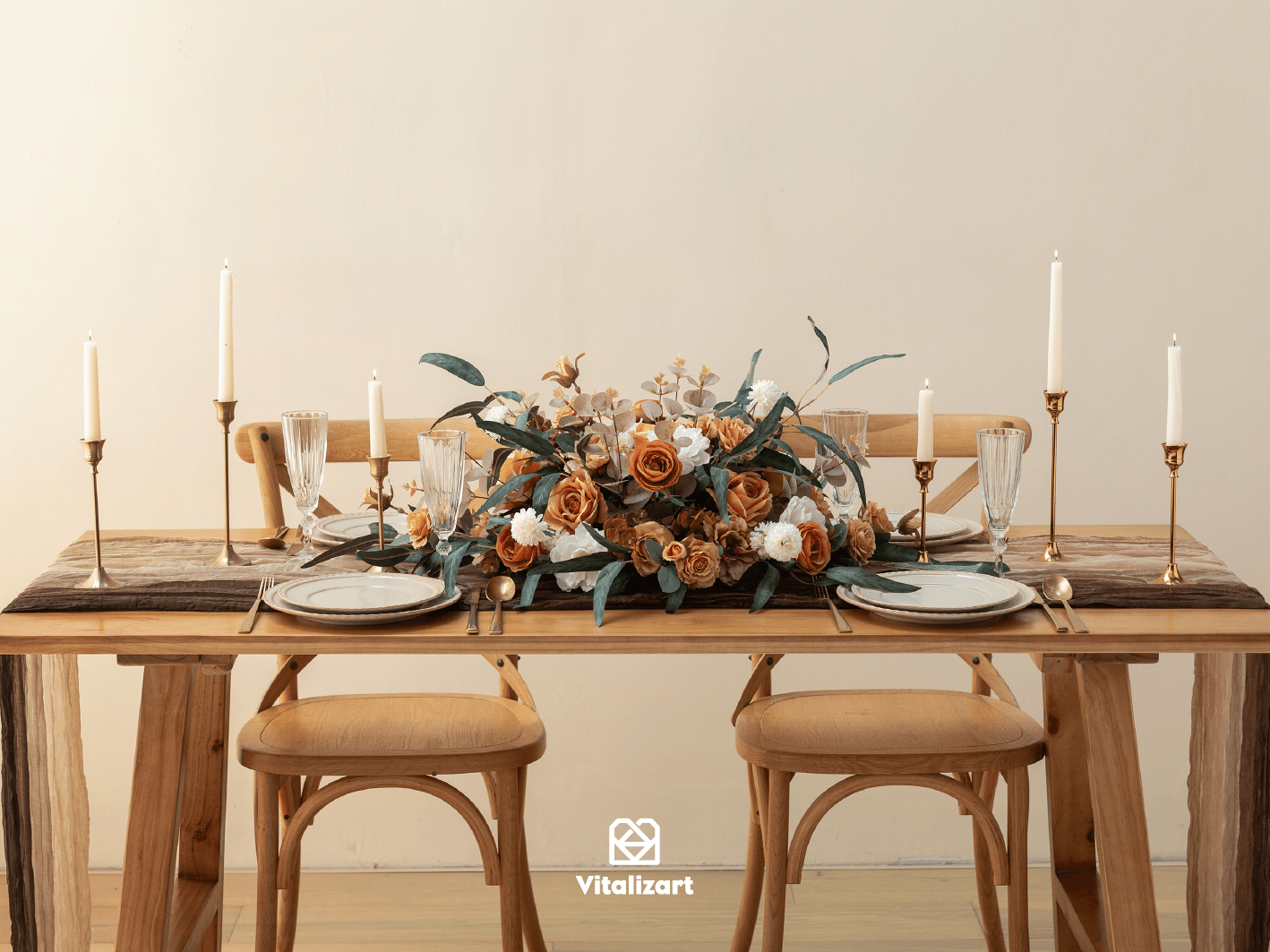 Cheesecloth Table Runner Gauze Boho Rustic 35 x 120 Inches (Nude Coffee Brown) - Vitalizart