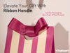 Mixed-Color Striped Paper Gift Bags with Ribbon Handles — Set of 10