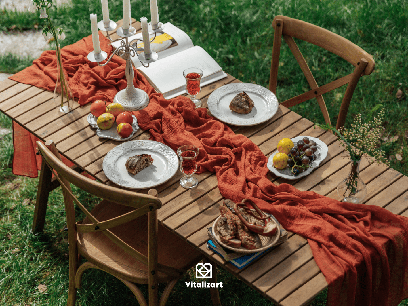 Cheesecloth Table Runner 35 x 120 Inches (Terracotta) - Vitalizart