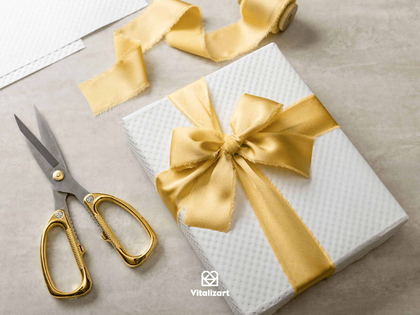 Silk Satin Ribbon with Wooden Spool 1.5” x 15 Yd (Gold) - Vitalizart