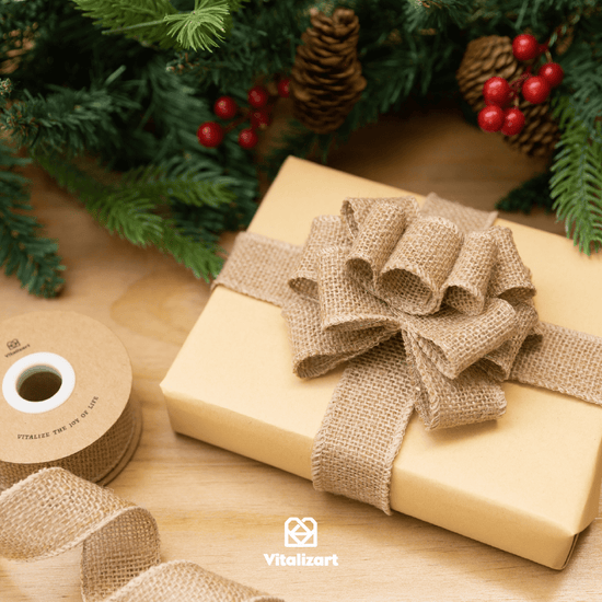 Burlap Ribbon Wired 1.5" x 12 Yd (Beige) - Vitalizart