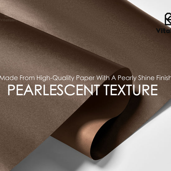 Wrapping Paper Set 17"x197" Pearly-Lustre With Silk Like Satin Ribbon & Gift Tags (Brown Paper & Brown Ribbons) - Vitalizart