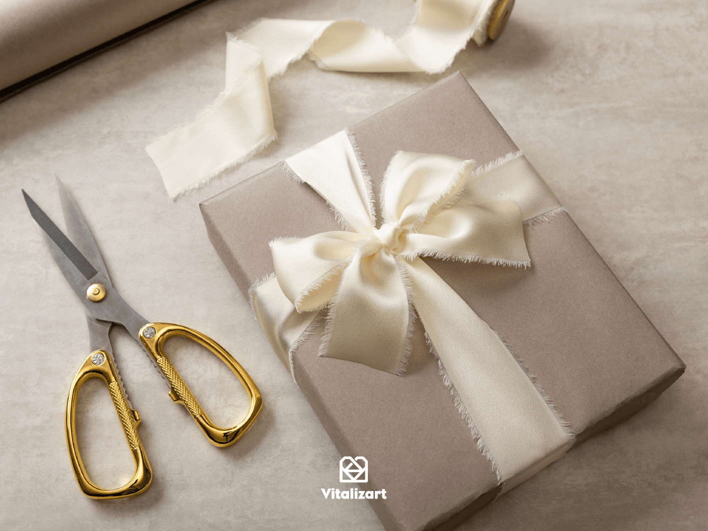 Silk Satin Ribbon with Wooden Spool 1.5” x 15 Yd (Ivory White) - Vitalizart