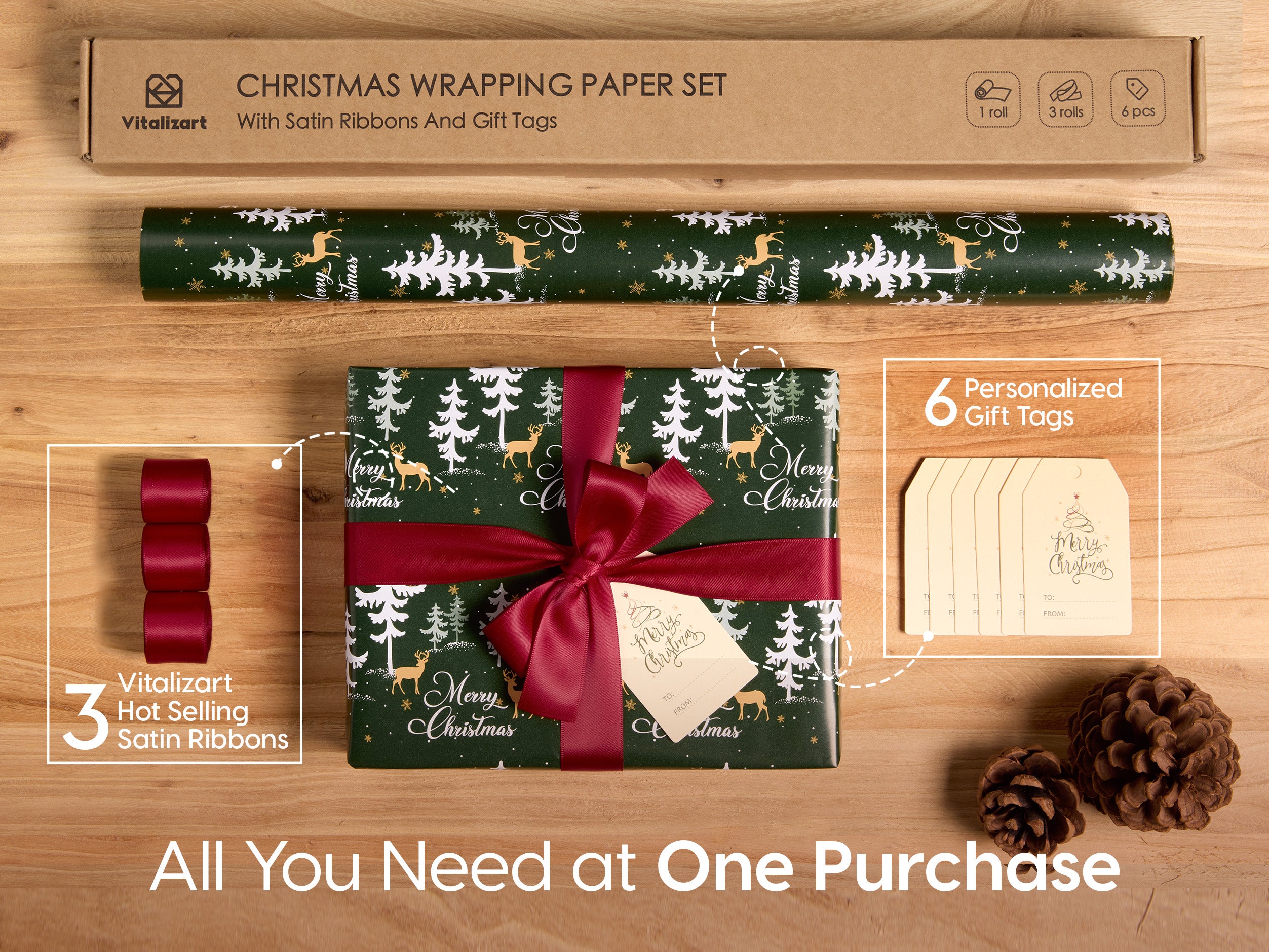 Vitalizart Christmas Wrapping Paper Roll Set 17