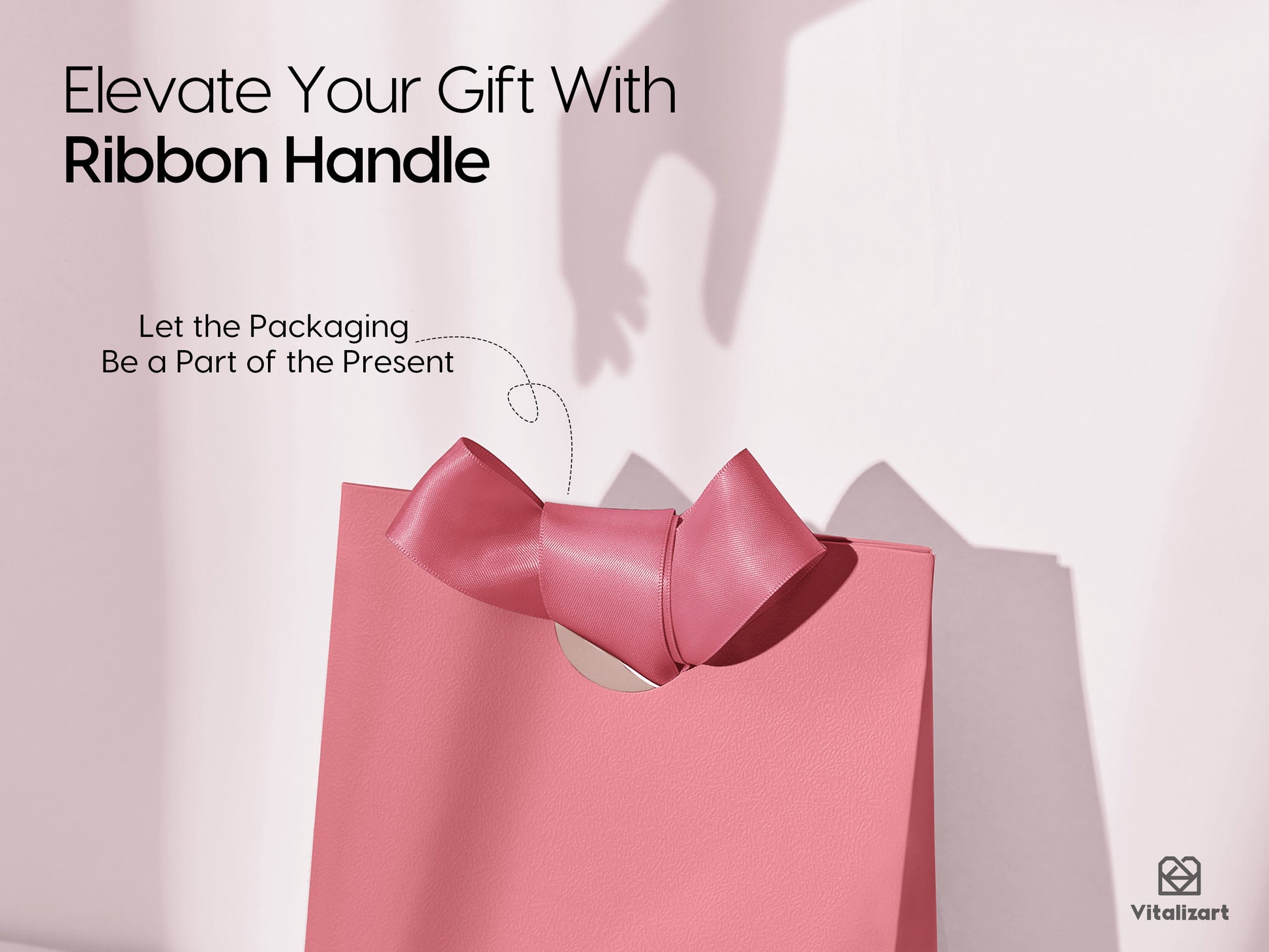 VITALIZART PAPER GIFT BAGS WITH RIBBON HANDLES SET OF 10 RED BULK REUSABLE FOR GIFT WRAP 5.91"X3.54"X7.28" SMALL (PINK COLOR) - Vitalizart