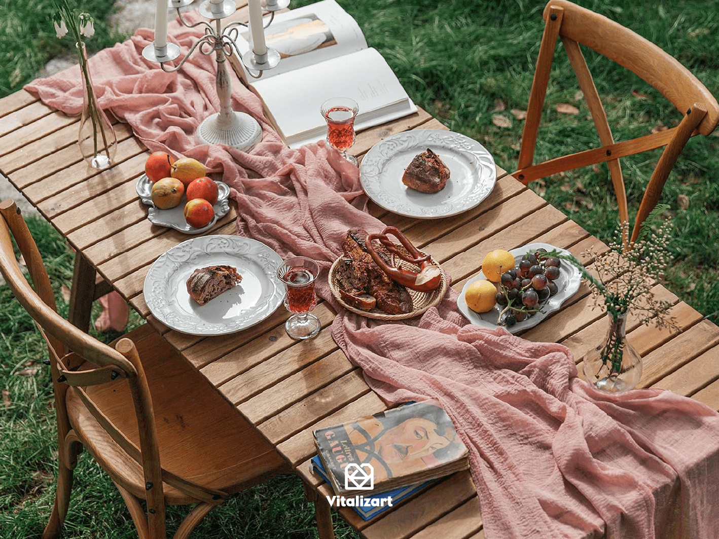 Cheesecloth Table Runner 35 x 120 Inches (Dusty Rose) - Vitalizart