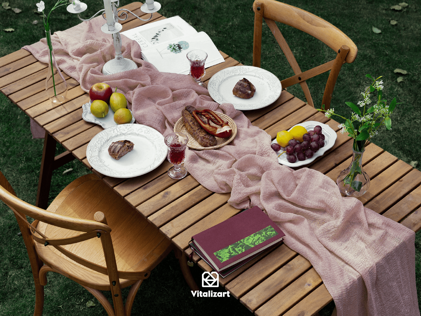 Cheesecloth Table Runner 35 x 120 Inches (Rosy Mauve) - Vitalizart