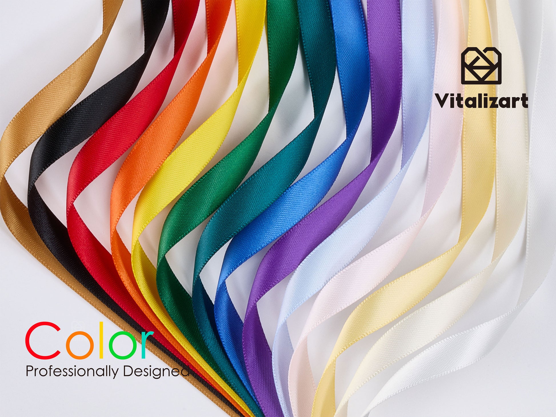 Ribbon for Crafts Double Faced Functional Satin Ribbon 3/8" x 70Yd (Rainbow Ribbon) - Vitalizart