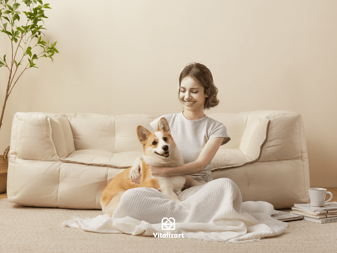 Lightweight Throw Blanket 50" x 60" (White) - Vitalizart