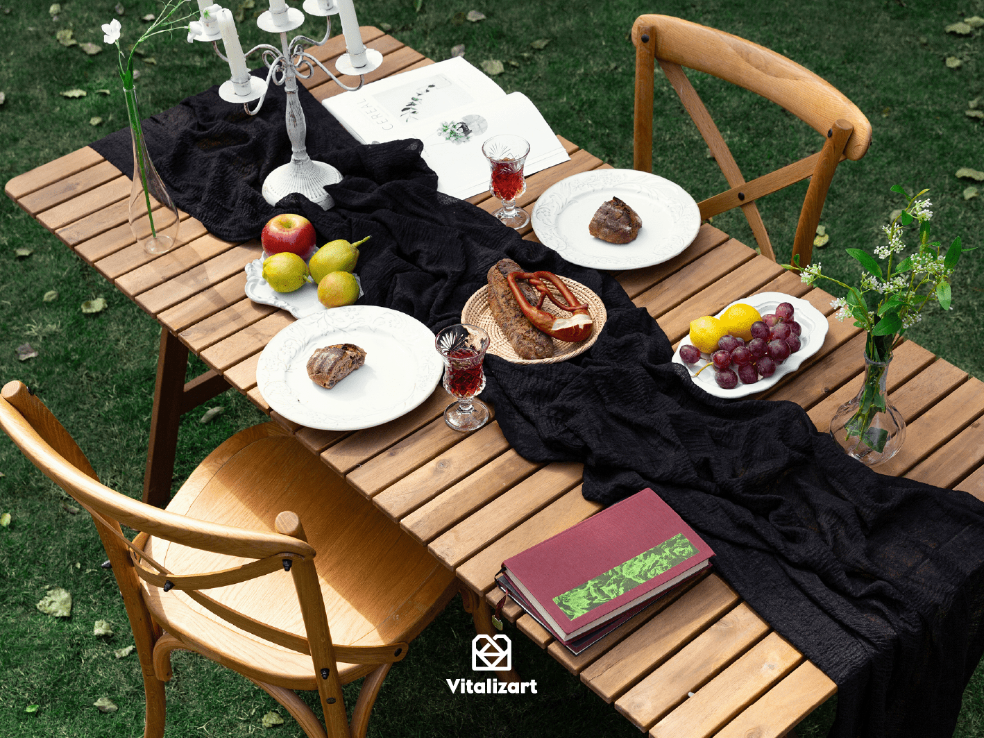 Cheesecloth Table Runner 35 x 120 Inches (Black) - Vitalizart