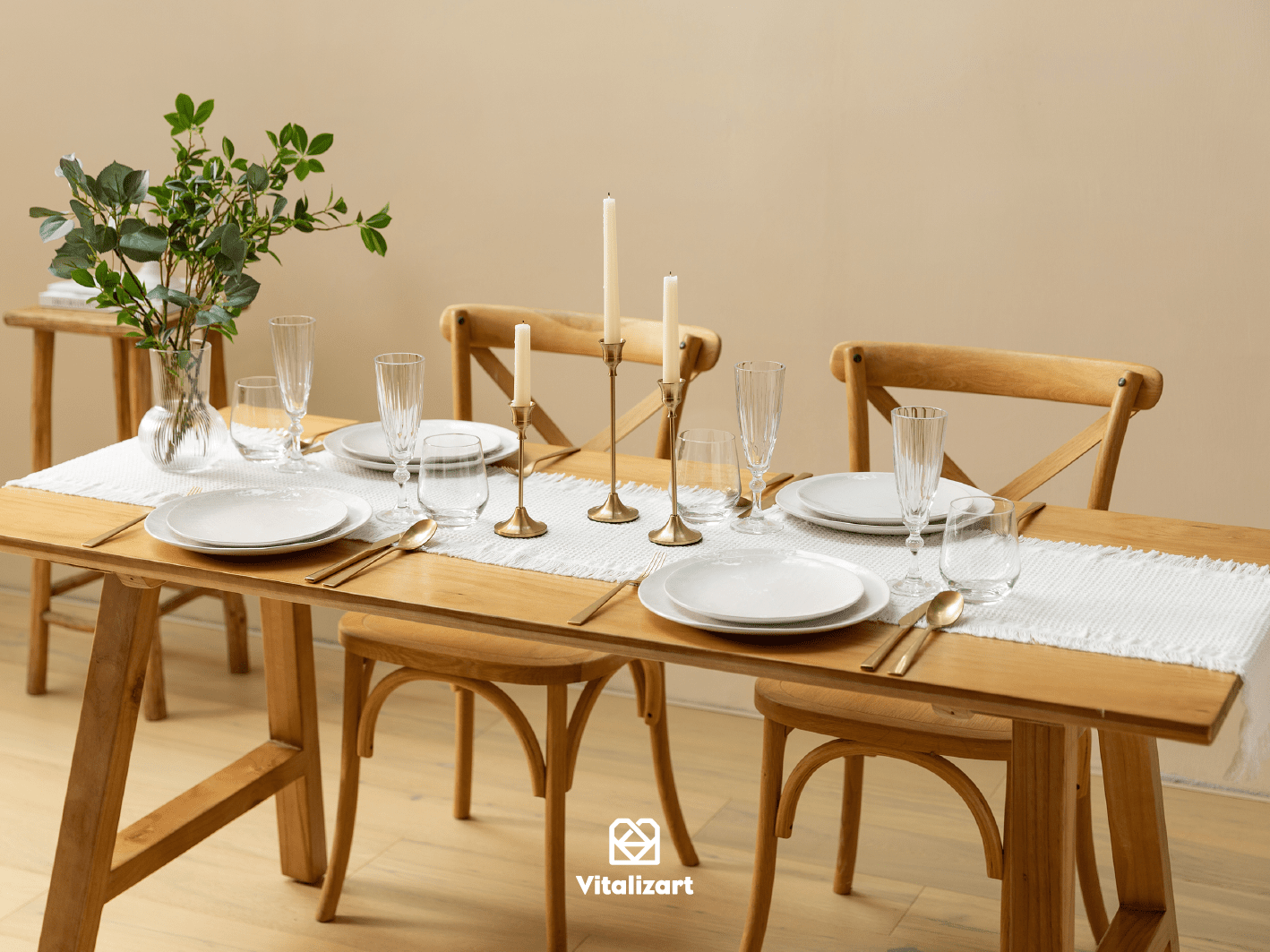 Waffle Weave Cotton Table Runner 14"x72" (White) - Vitalizart