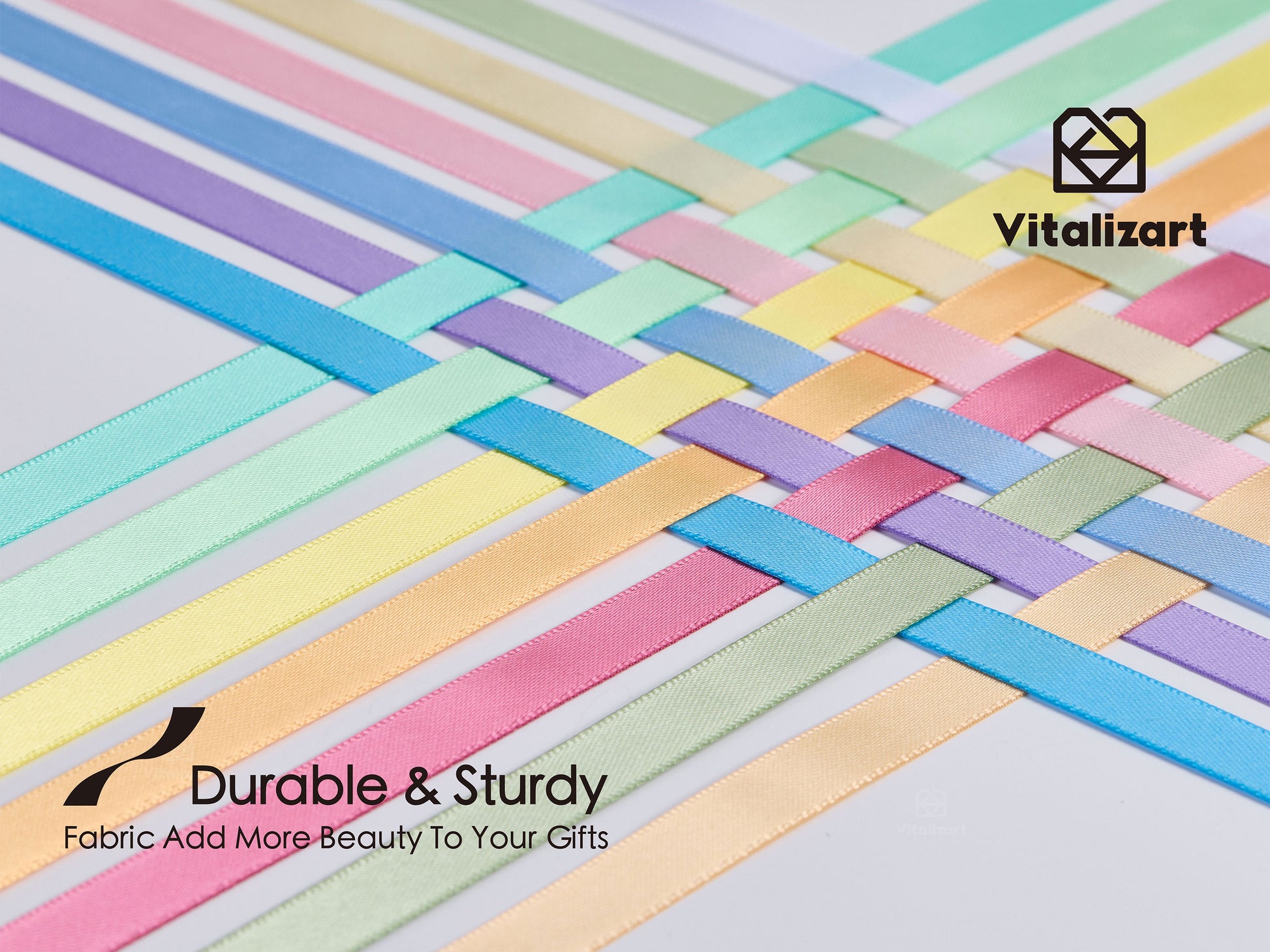 Ribbon for Crafts Double Faced Functional Satin Ribbon 3/8" x 70Yd (Pastel Ribbon) - Vitalizart
