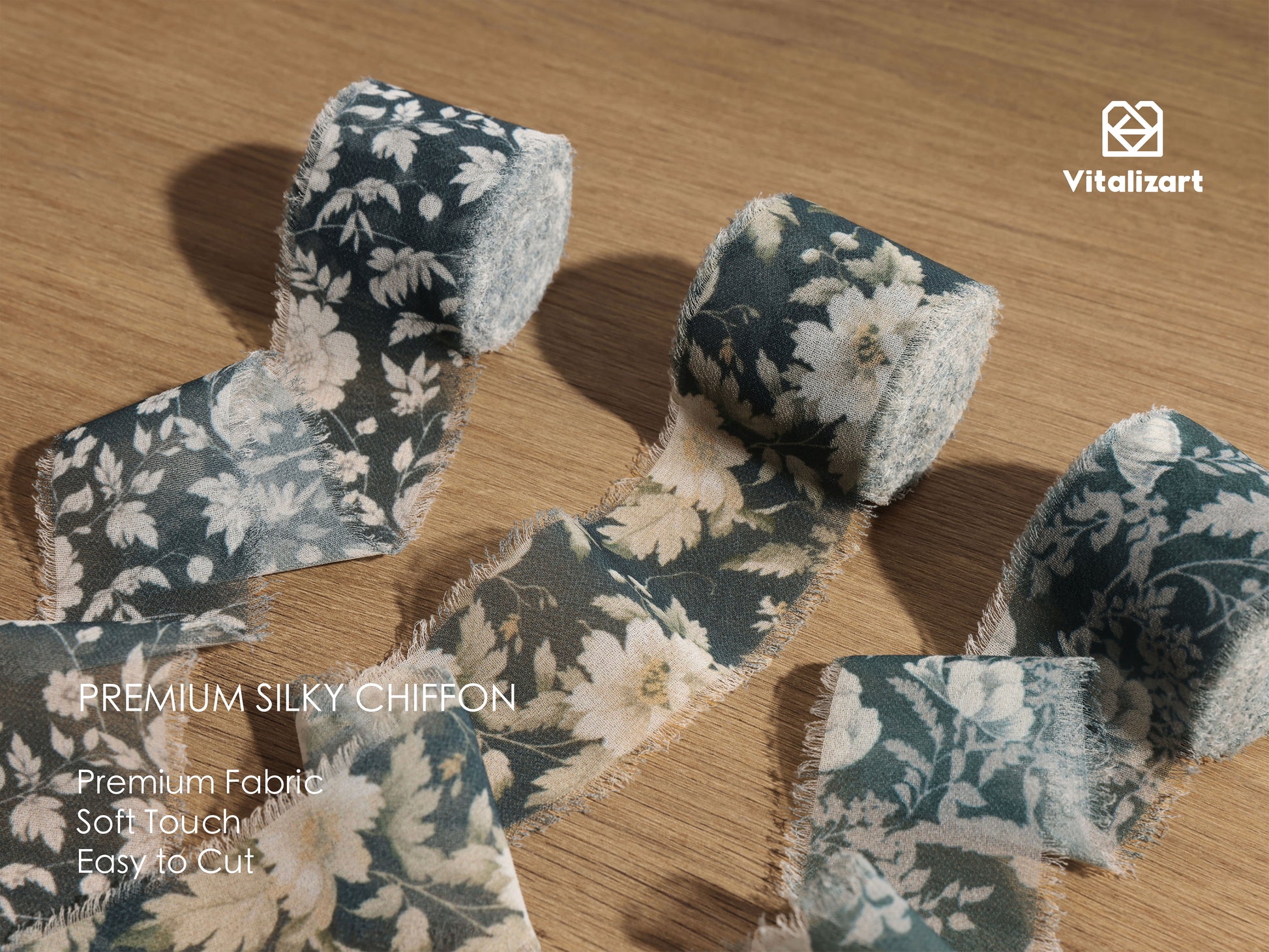 Printed Frayed Ribbon 1 1/2" x 21 Yd (Pattern1) - Vitalizart