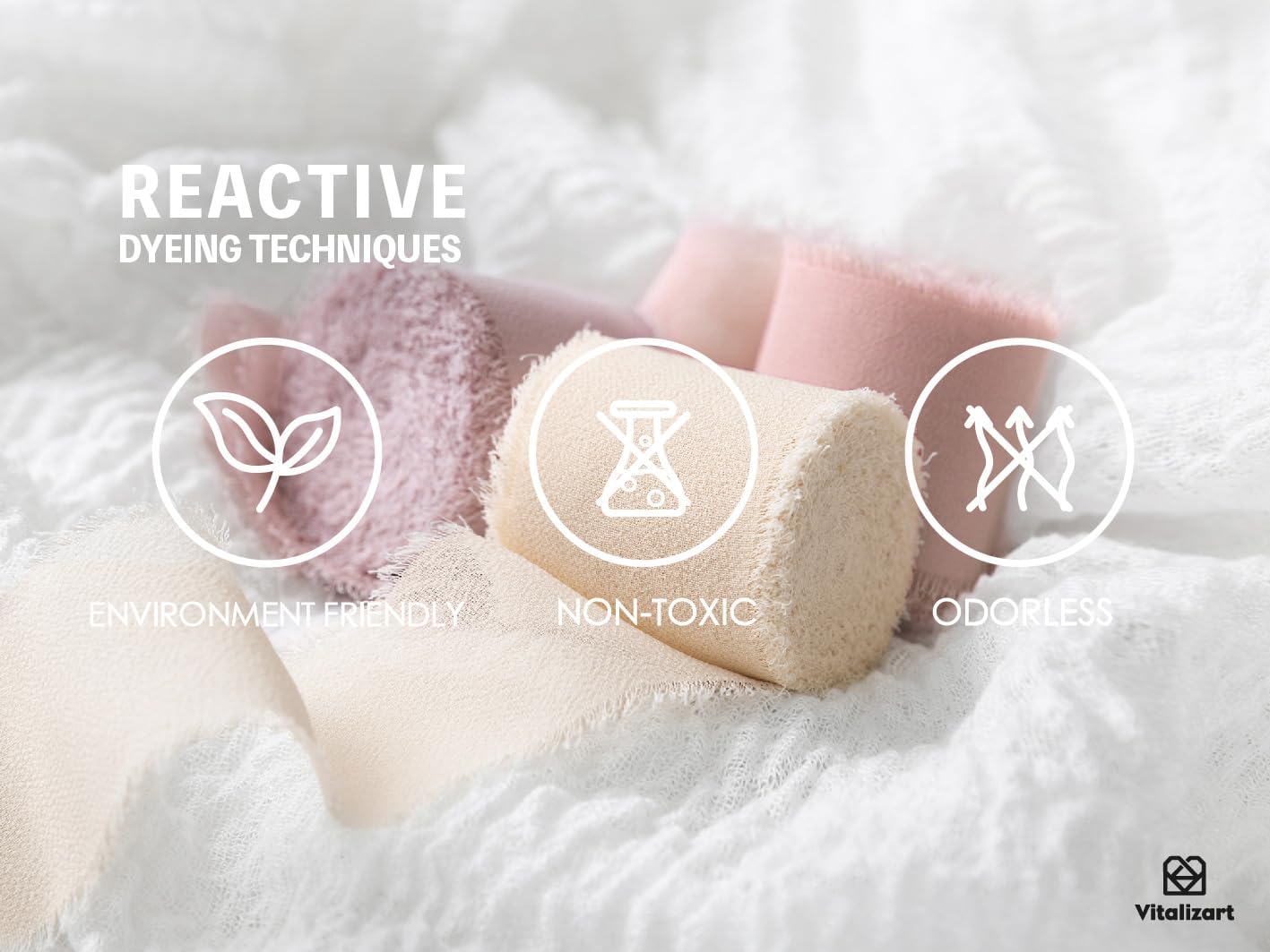 FRINGE CHIFFON SILK RIBBON 1.5 INCH X 27YD (Assorted 9 Colors Pink & Nude)