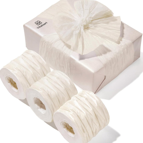 Vitalizart Crinkle Paper Ribbon 1.5" x 75 Yards, Reusable Recyclable Easy Tear(WHITE) - Vitalizart