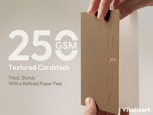 Vitalizart Thank You Cards with Envelopes, 16 Pcs, Thick Textured Cardstock,Light Brown Embossed Foil-Stamped Blank Cards for Business & Special Occasions - Vitalizart