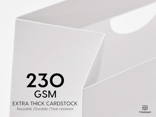 VITALIZART PAPER GIFT BAGS WITH RIBBON HANDLES SET OF 10 RED BULK REUSABLE FOR GIFT WRAP 5.91"X3.54"X7.28" SMALL (WHITE COLOR) - Vitalizart