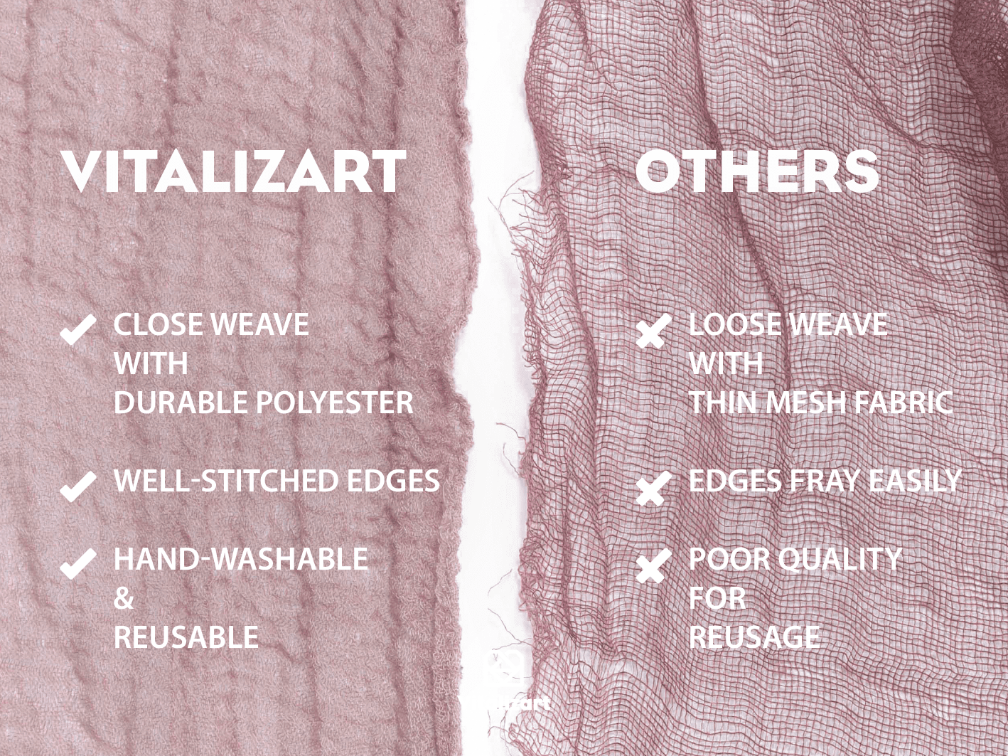 Cheesecloth Table Runner 35 x 120 Inches (Rosy Mauve) - Vitalizart
