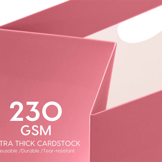 VITALIZART PAPER GIFT BAGS WITH RIBBON HANDLES SET OF 10 RED BULK REUSABLE FOR GIFT WRAP 5.91"X3.54"X7.28" SMALL (PINK COLOR) - Vitalizart