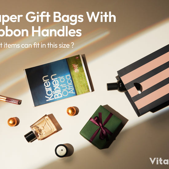 Mixed-Color Striped Paper Small Gift Bags with Ribbon Handles — Set of 10 - Vitalizart