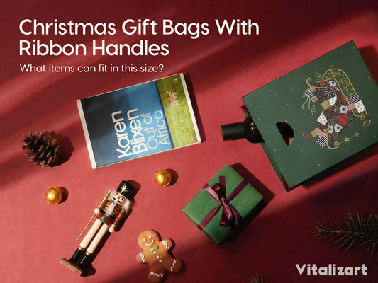 Christmas Small Paper Gift Bags with Ribbon Handles — Set of 30 - Vitalizart