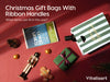 Christmas Small Paper Gift Bags with Ribbon Handles — Set of 10