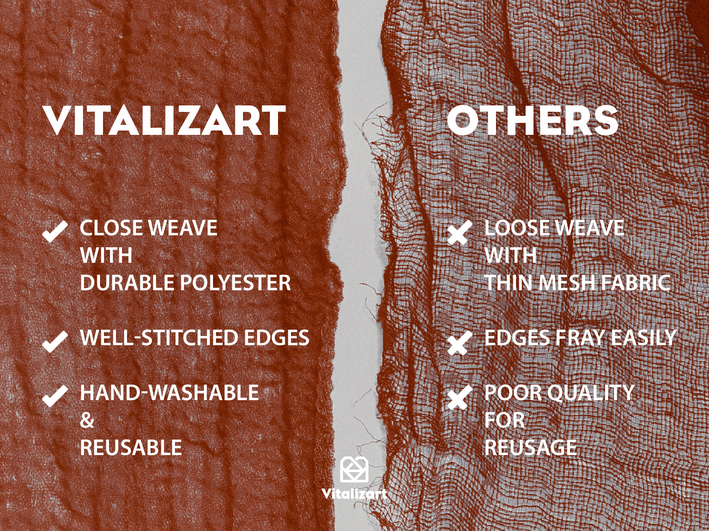 Cheesecloth Table Runner 35 x 120 Inches (Terracotta) - Vitalizart