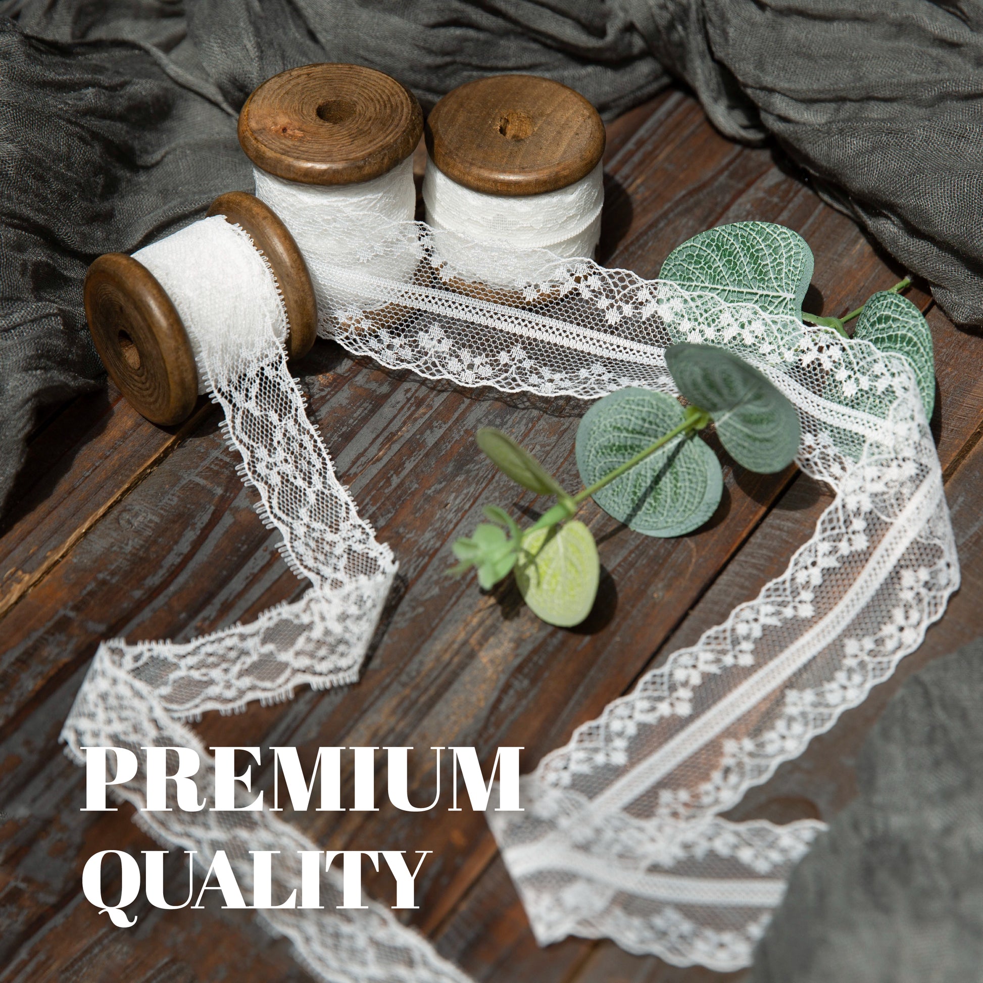Lace Ribbon 0.9"/1.1"/1.57" x 5 Yd (White) - Vitalizart