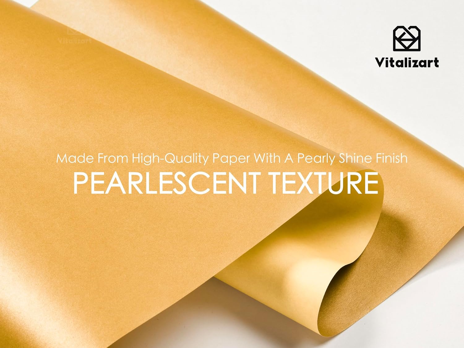 Wrapping Paper Set 17"x197" Pearly - Lustre With Silk Like Satin Ribbon & Gift Tags (Gold Paper & Gold Ribbons) - Vitalizart
