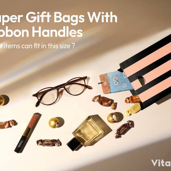 Mixed-Color Striped Paper Mini Gift Bags with Ribbon Handles — Set of 10 - Vitalizart